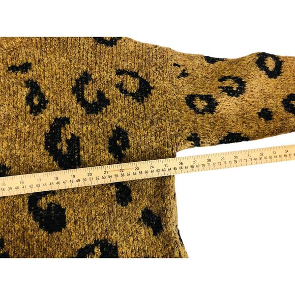 Women's XXL Thick Knit Animal Cheetah Print Sweater Mock Neck Tunic Mini Dress - Picture 5 of 6